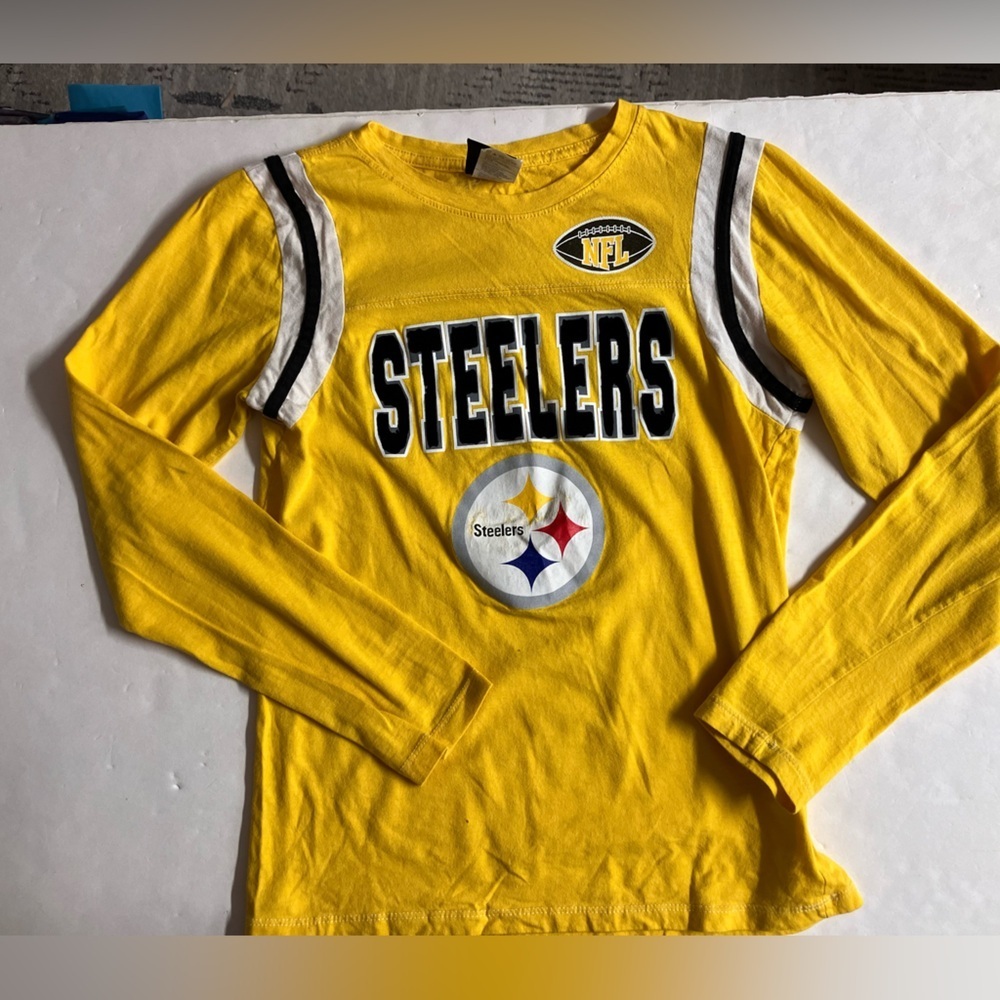 Women’s Pittsburgh Steelers Long Sleeve T-Shirt, Medium, Yellow/Black/White